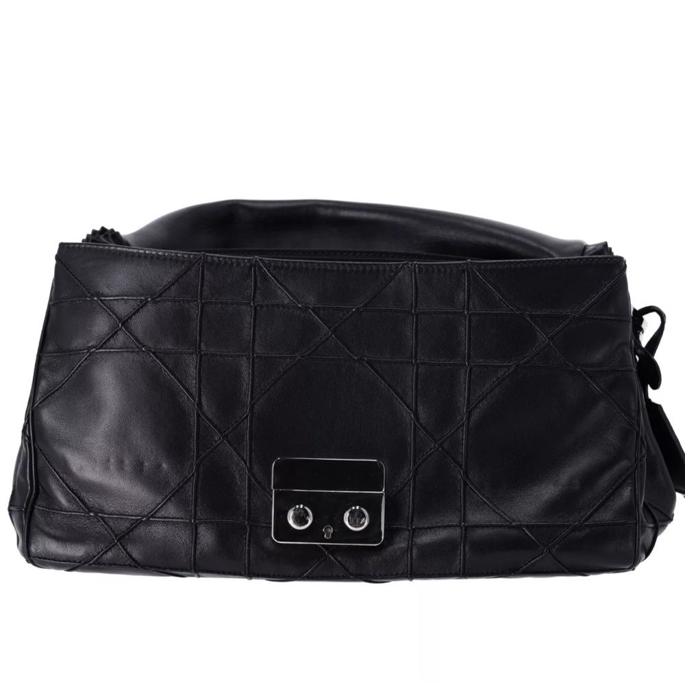 Christian Dior Black Lambskin Leather New Lock Ruffle Flap Shoulder Bag Ruffle - Picture 12 of 15